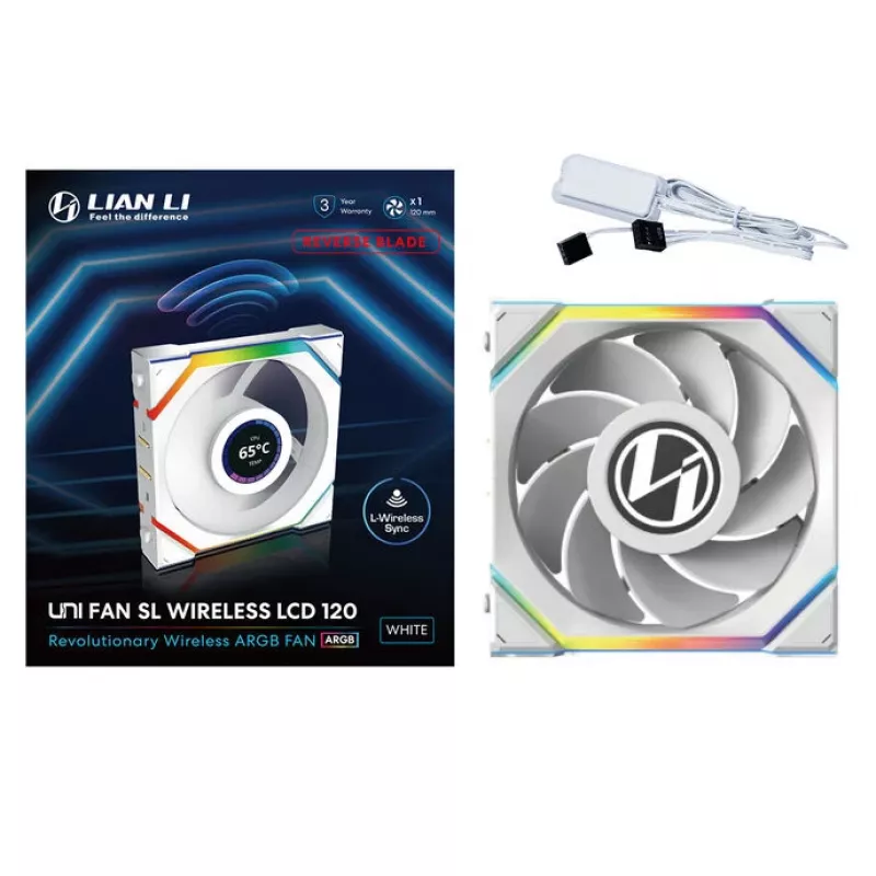 Lian Li UNI FAN SL Wireless LCD 120 12 cm Baltas 31 dB 51.45 cfm