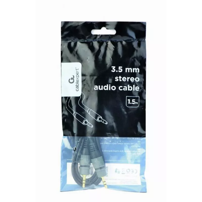 Garso laidas Gembird 3.5 mm kištukas–kištukas, 1,5 m, auksuoti kontaktai, juoda