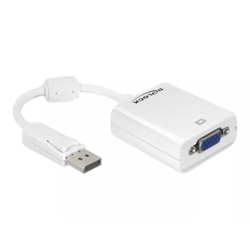 Vaizdo kabelio adapteris DeLOCK 61766 0,125 m VGA DisplayPort baltas