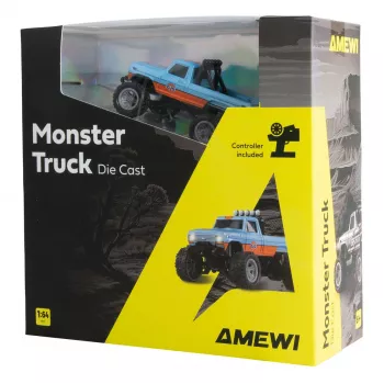 Radijo bangomis valdomas Amewi Monster Truck DieCast 1:64 RTR, mėlyna/oranžinė