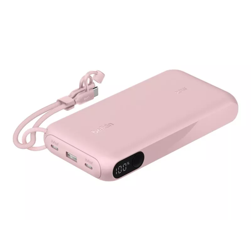 Power bank Belkin BPB028HQPK 20000 mAh – 2× USB-C, 1× USB-A, rožinė