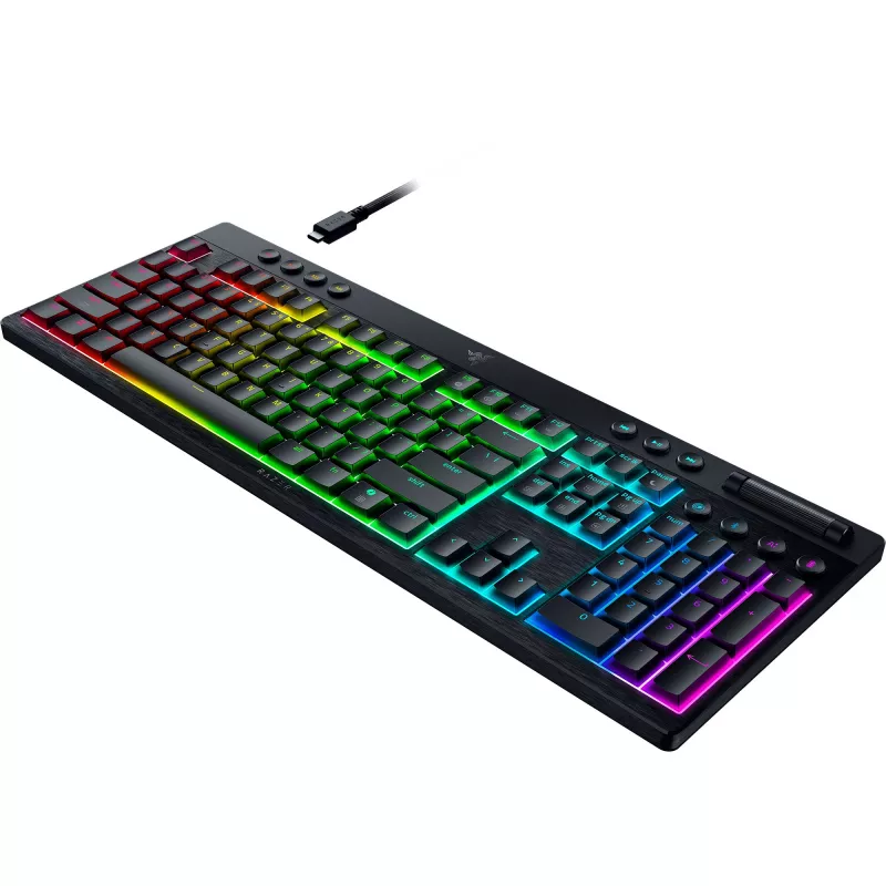 Mechaninė žemo profilio klaviatūra „Razer BlackWidow V4“ – oranžiniai jungikliai, belaidis Bluetooth