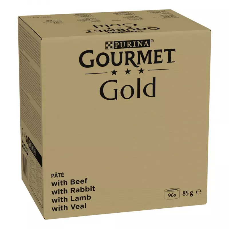Šlapias kačių ėdalas Purina Nestlé GOURMET Gold Mus Mix – 96 x 85 g, 4 skoniai, suaugusioms katėms, 77,5 % drėgmės