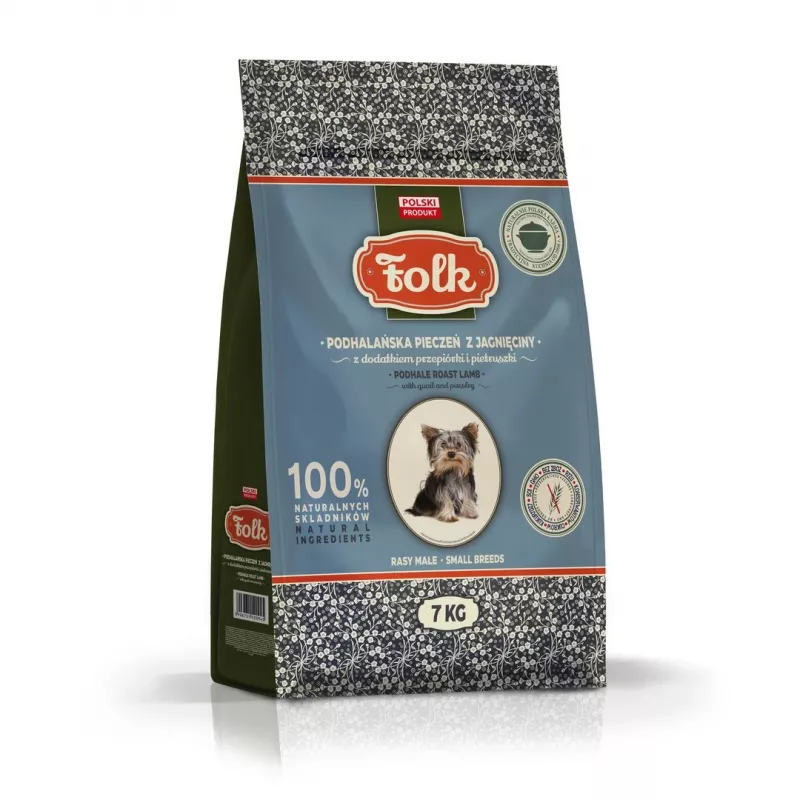 FOLK Small breeds ėriuko kepsnys Podhale stiliumi su putpele ir petražolėmis - sausas šunų ėdalas - 7kg