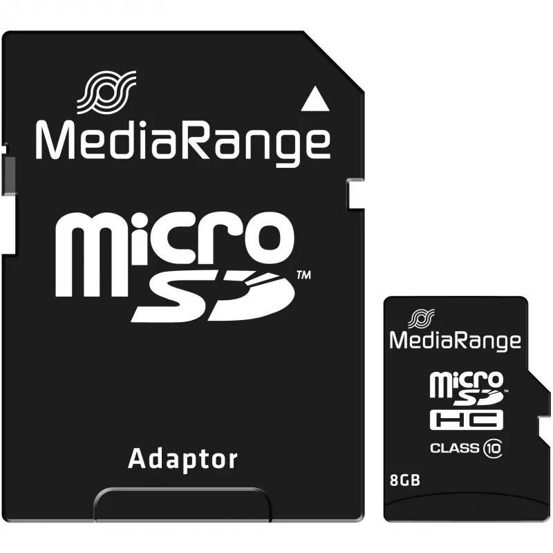 „Mediarange“ atminties kortelė „Micro SDHC“ 8GB C10 su adapteriu MR957
