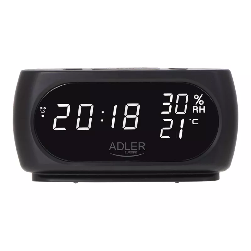 Adler AD 1186 skaitmeninis žadintuvas su LED ekranu, juodas