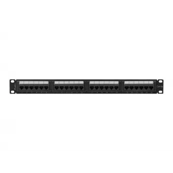 Patch panel 1U LANBERG PPUA-1024-B, 24 prievadai, Cat6a, U/UTP, 1U stovas, gylis 102 mm, metalas, juoda