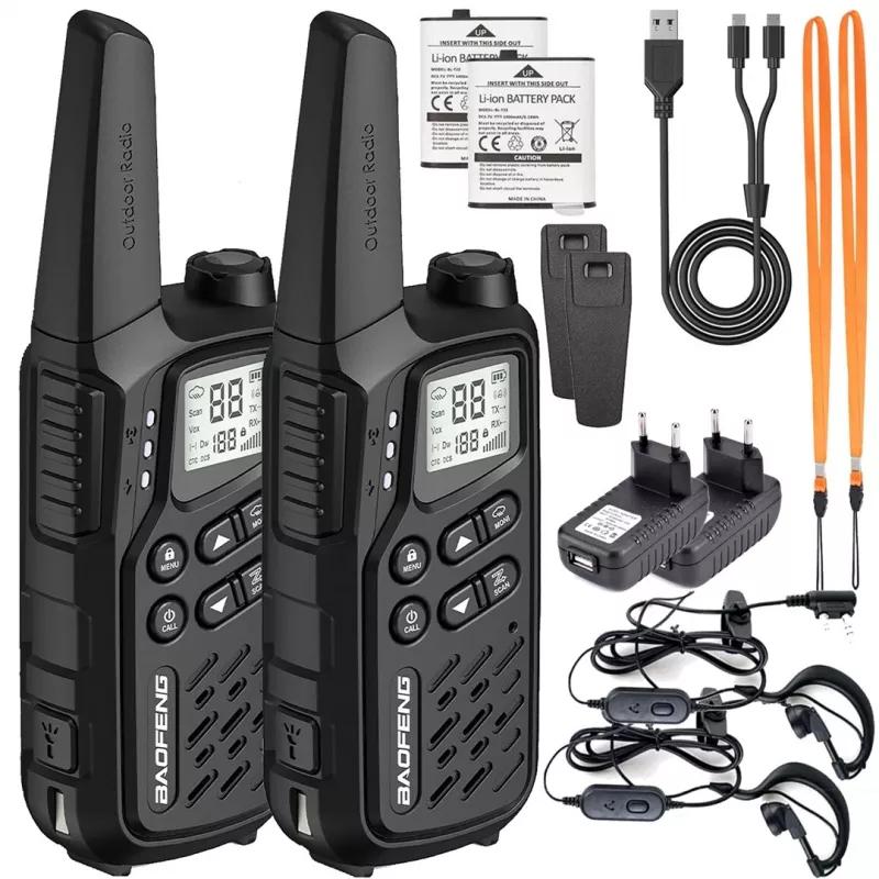 Radiotelefonai Baofeng BF-T25E Juodi, 2 vnt.
