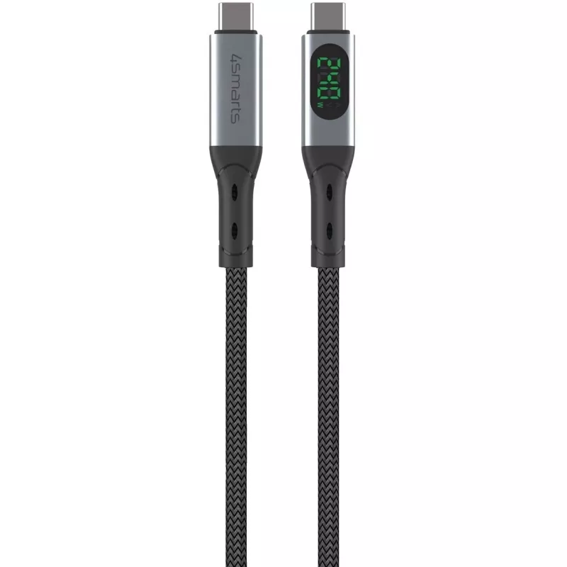 USB-C laidas 4smarts 541438 USB4 Gen 2x2 1,5 m juodas pilkas