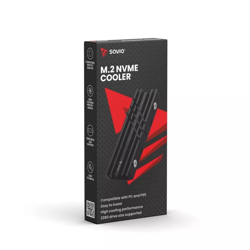 Oro aušintuvas SAVIO M.2 NVMe 2280 AK-60 Black, skirtas 22x80 mm SSD