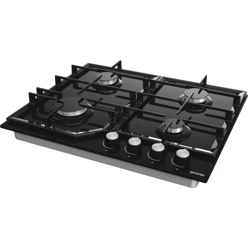 Dujinė kaitlentė Gorenje GT641KB, įmontuojama 60 cm, 4 dujų zonos, grūdintas stiklas, ketaus grotelės, sukamos rankenėlės
