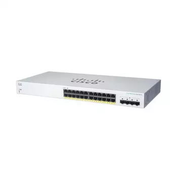 Valdomas L2 Gigabit PoE jungiklis Cisco CBS220-24FP-4G — 24x Gigabit RJ-45, PoE, 56 Gbps, MAC 8192, montuojamas į stelažą