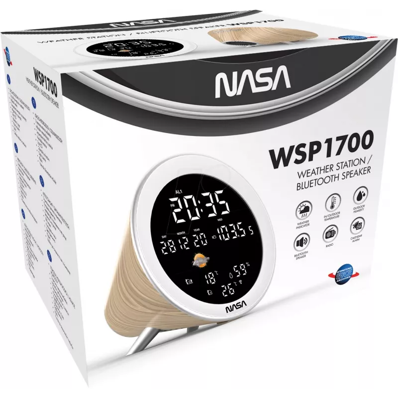 Nasa WSP1700 medinė orų stotelė su Bluetooth garsiakalbiu