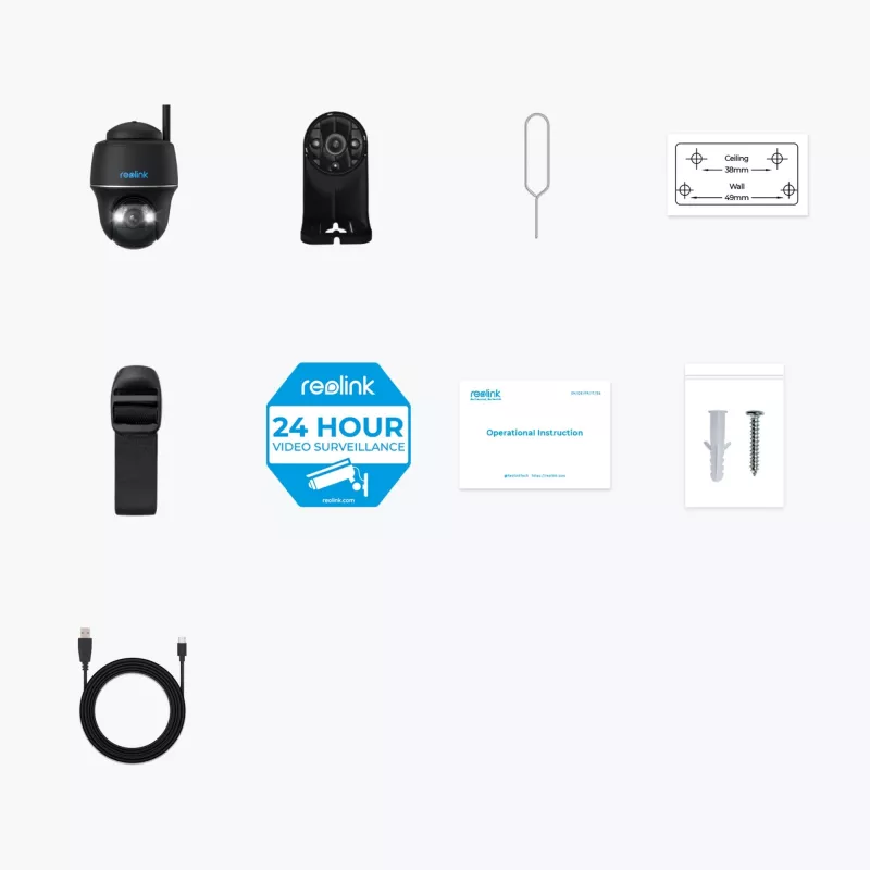 Reolink IP kamera ARGUS PT 5MP TYP-C juoda, maitinama baterija