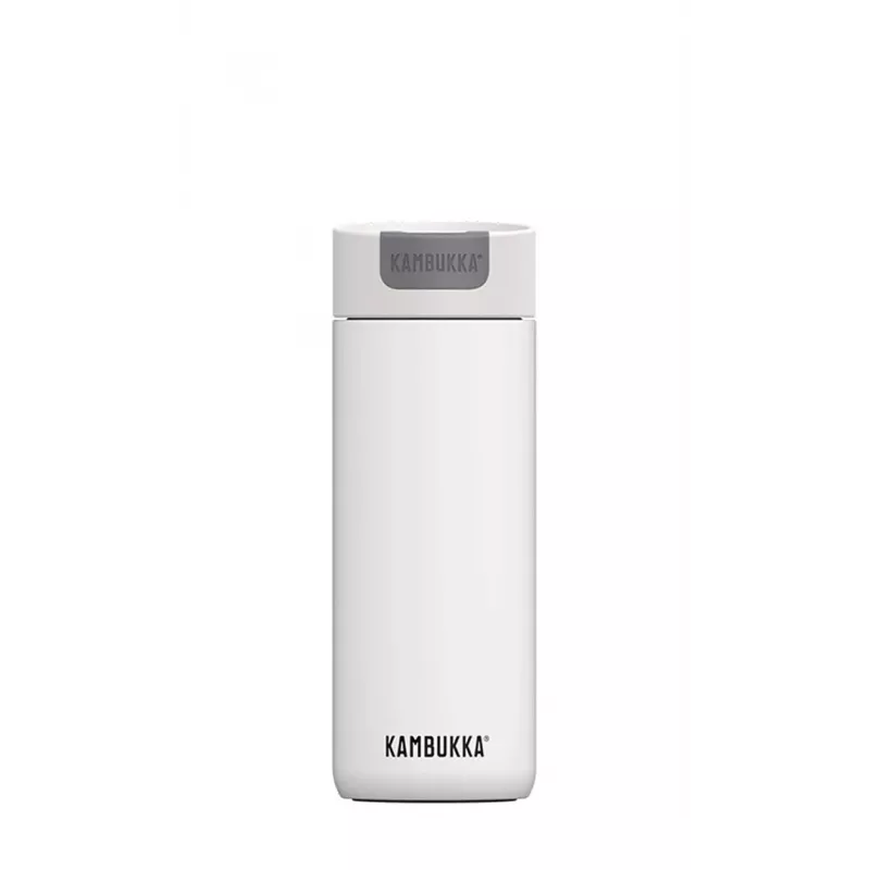 Termopuodis Kambukka Olympus 500 ml baltas – nerūdijantis plienas 18/10, vakuuminė izoliacija, apsauga nuo išsiliejimo, neslystantis dugnas