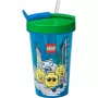 Room Copenhagen LEGO puodelis su šiaudeliu Iconic Boy Bright Blue (mėlyna/žalia, 500 ml)