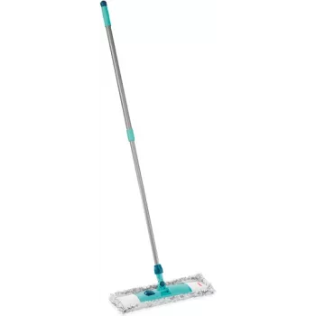 Leifheit šluota 55210 Microfiber Grey Turquoise – plokščia mikropluošto šluota grindų valymui
