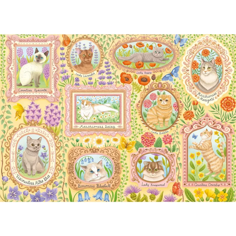 Dėlionė Schmidt Spiele Noble Cats in Blossom, 1000 dalių, modelis 59792