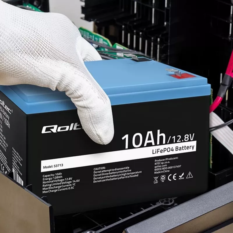 Įkraunama LiFePO4 baterija QOLTEC 10Ah 12.8V 128Wh su integruota BMS