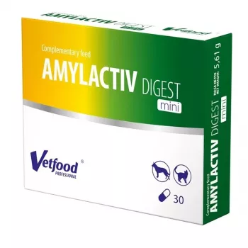 Vetfood AMYLACTIV DIGEST MINI – virškinimo fermentų papildas katėms ir šunims, 30 kapsulių