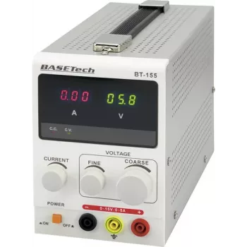 Basetech BT-155 Laboratorinis maitinimo šaltinis, reguliuojamas 0–15 V/DC 0–5 A 75 W, 1 išėjimas