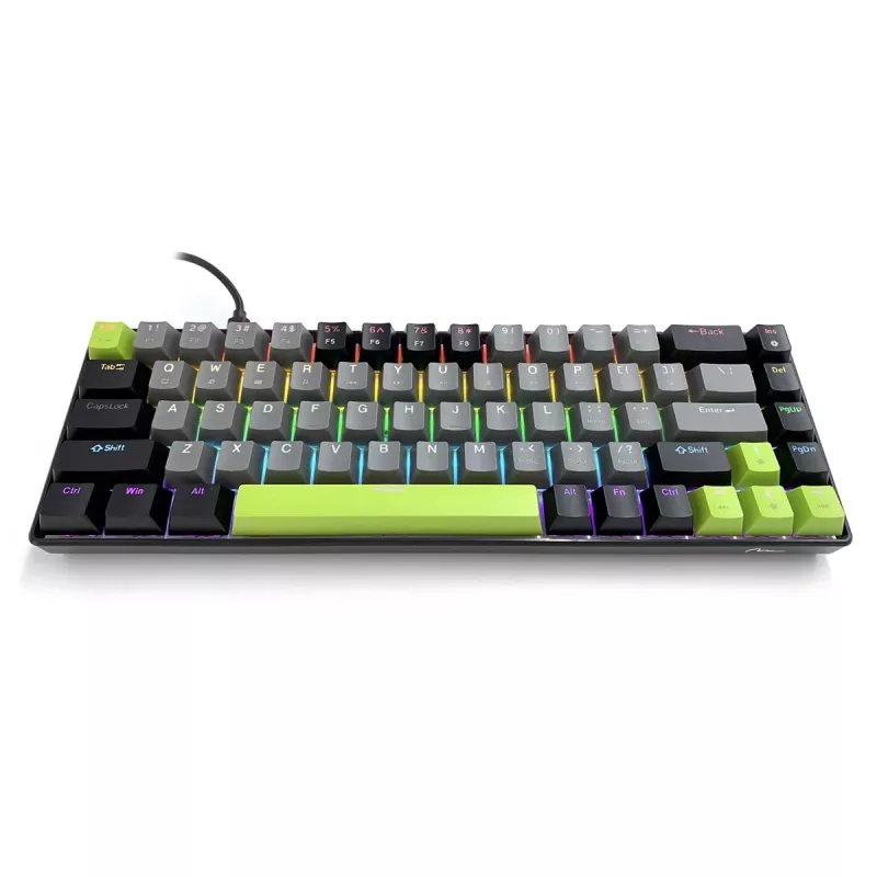 Mechaninė klaviatūra MEDIA-TECH MT1260 Red Core MX60, 60% formatai, CHERRY MX Red jungikliai, RGB foninis apšvietimas, USB, žalia