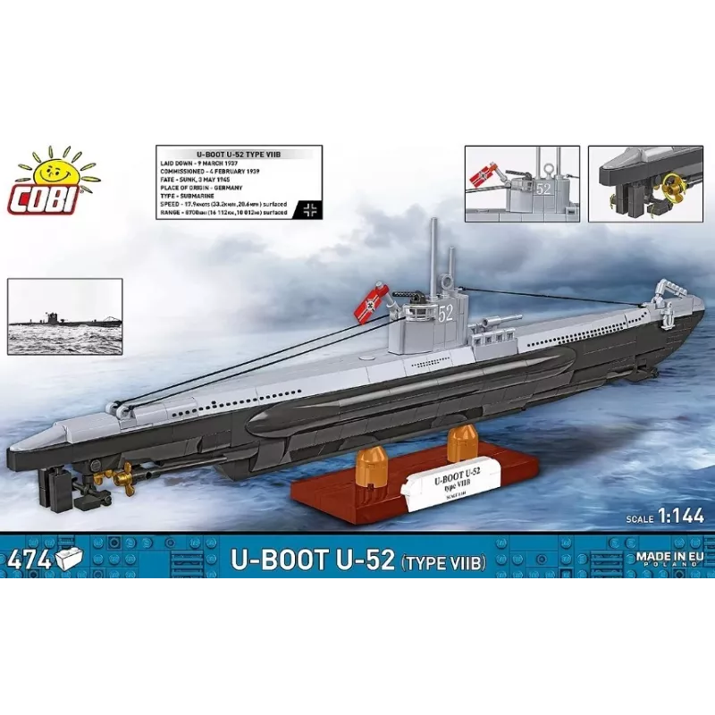 Konstruktorius Cobi U-Boot U-52 – 474 detalių modelio rinkinys