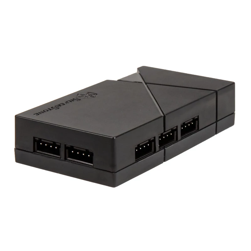 Ventiliatorių greičio valdiklis SilverStone LSB01 – 3 kanalų rankinis valdiklis, juodas, plastikinis korpusas, 46×19 mm