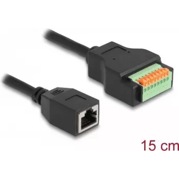 DeLOCK RJ45 kabelis Cat.5e lizdas į gnybtų bloko adapterį 15 cm juodas