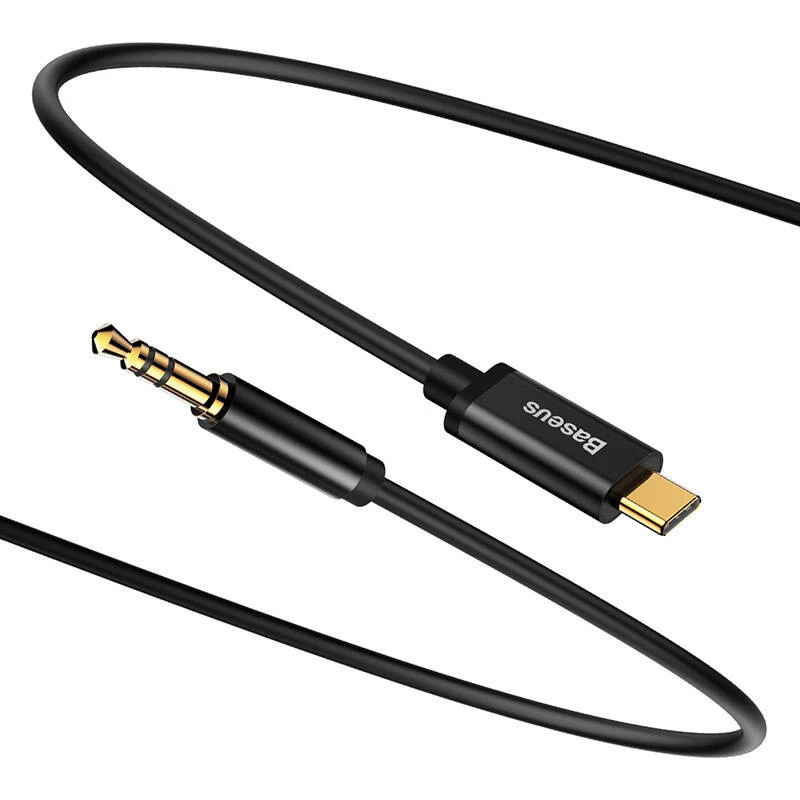 Baseus Yiven garso laidas USB-C į 3,5 mm lizdą, 1,2 m (Juodas)