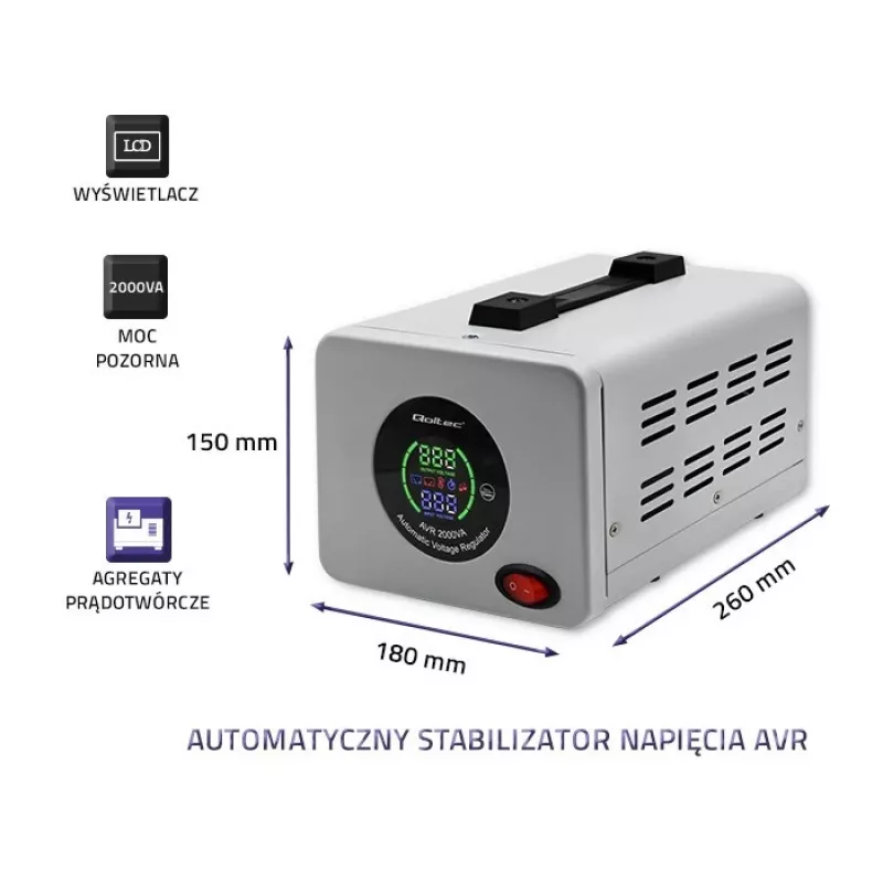 Qoltec 50724 Automatinis įtampos stabilizatorius AVR 2000VA