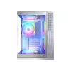 PC korpusas MODECOM Volcano Panorama Midi Tower baltas – micro ATX, grūdintas stiklas, ARGB, USB-C, palaiko GPU iki 400 mm