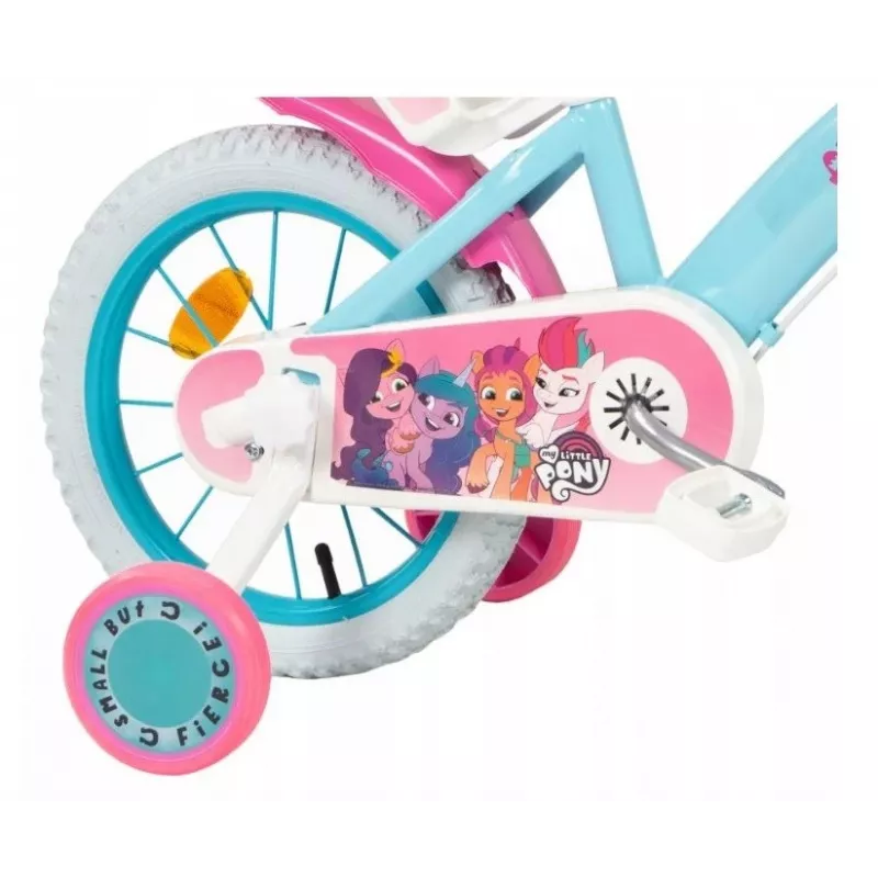 Vaikiškas dviratis Toimsa TOI1497 14 colių ratas, My Little Pony tema, nuo 4 iki 6 metų, 4 ratai, priekiniai/galiniai apkabiniai stabdžiai