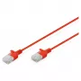 Patch laidas DIGITUS CAT6 U-UTP Slim, 3 m, raudonas