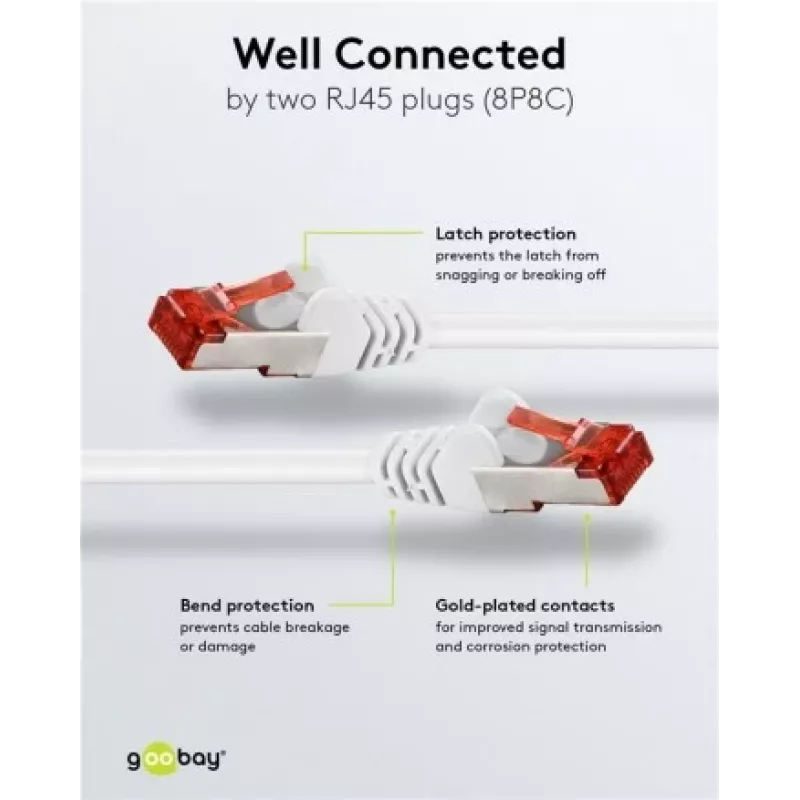 Goobay CAT 6 Patch Laidas S/FTP RJ-45 Cat6 1m Baltas