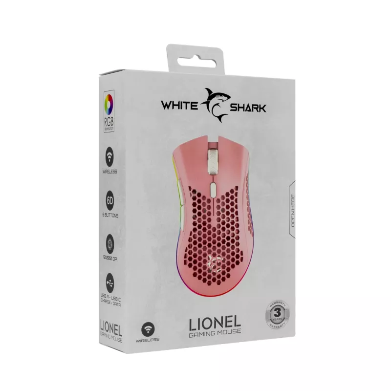 Pelė White Shark WGM-5012 Lionel Pink USB