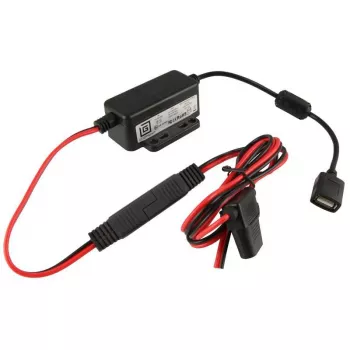 RAM Mounts RAM-GDS-CHARGE-V7B1U – vidinis USB įkroviklis automobiliui ir patalpoms, 10–30V, 9V/2.5A, 1,2 m laidas, juoda/raudona