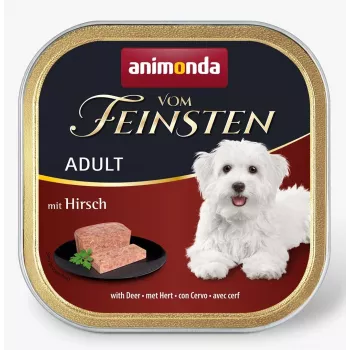 Šlapias šunų ėdalas Animonda Vom Feinsten Adult, elnio skonio, 150 g padėklas, 10,5% baltymų, 4,5% riebalų