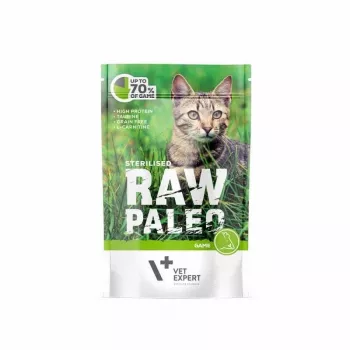 Šlapias ėdalas katėms VETEXPERT RAW PALEO Adult Sterilised Game 100 g – elniena, be grūdų, linkusioms augti svoriui