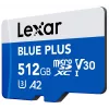MicroSDXC atminties kortelė Lexar BLUE PLUS 512 GB, UHS-I, skaitymas 170 MB/s, U3/V30