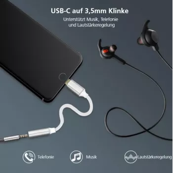 Adapteris helos USB 3.1 Type-C į 3,5 mm, 288381, sidabrinis