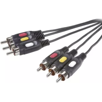 SpeaKa Professional SP-7869868 kompozitinis vaizdo kabelis 10 m 3 x RCA juodas (SP-7869868)