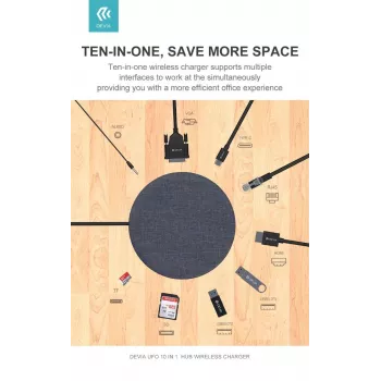 Devia 12-in-1 USB-C stotelė su belaidžiu įkrovikliu