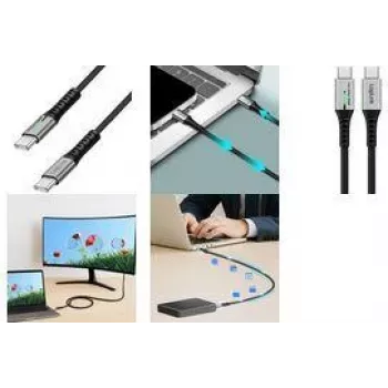 LogiLink USB-C® Kabel USB 3.2 Gen2x2 USB-C® Stecker 1.50 m Schwarz mit LED, 4K UHD, beidseitig verwendbarer Stecker CU0433 (CU0433)