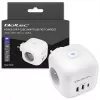 QOLTEC 52548 ilginimo lizdas su 3×AC kištukiniais lizdais ir USB prievadu