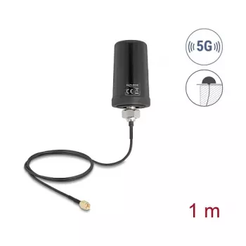 Išorinė antena DELOCK 81473 – 5G LTE, GNSS, Wi‑Fi 6, SMA jungtis, stiprinimas 1,1–4,0 dBi, kryptinė