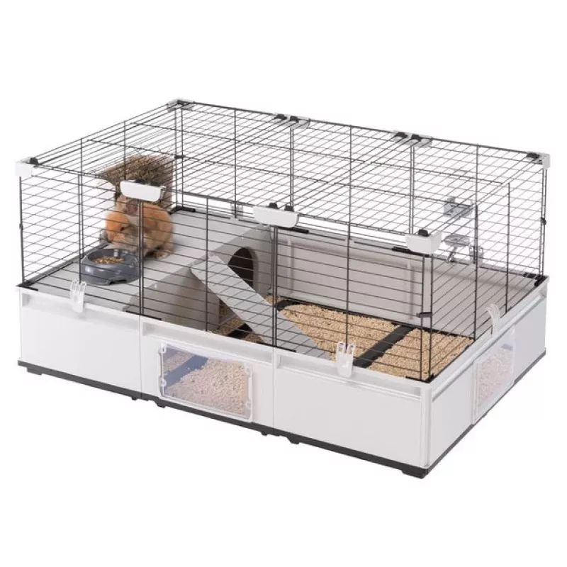 Narvas FERPLAST Modular 2 triušiams ir jūrų kiaulytėms 109x72x56 cm, metalinis, pilkas, tarpai tarp virbų 23 mm