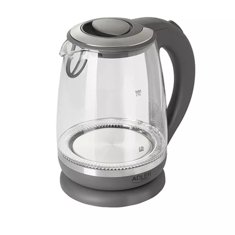Adler AD 1286 virdulys, 2200 W, 2 L, plastikas/stiklas, pilka/skaidri