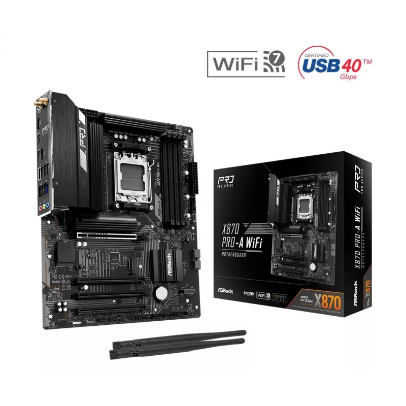 ASRock X870 Pro-A WiFi pagrindinė plokštė AMD X870 AM5 ATX
