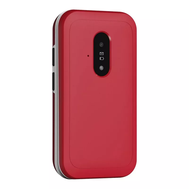 Sulankstomas telefonas Doro Leva E22, 2,8 colio (7,11 cm) ekranas, viena SIM, 0,3 MP kamera, 1150 mAh, 127,8 g, raudonai baltas